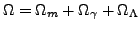 $ \Omega = \Omega_m +\Omega_\gamma+\Omega_\Lambda$